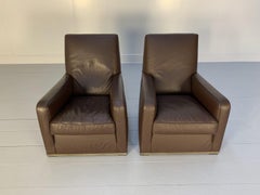 Pair of B&B Italia “Imprimatur Apta” Armchairs, in Dark Brown “Gamma” Leather