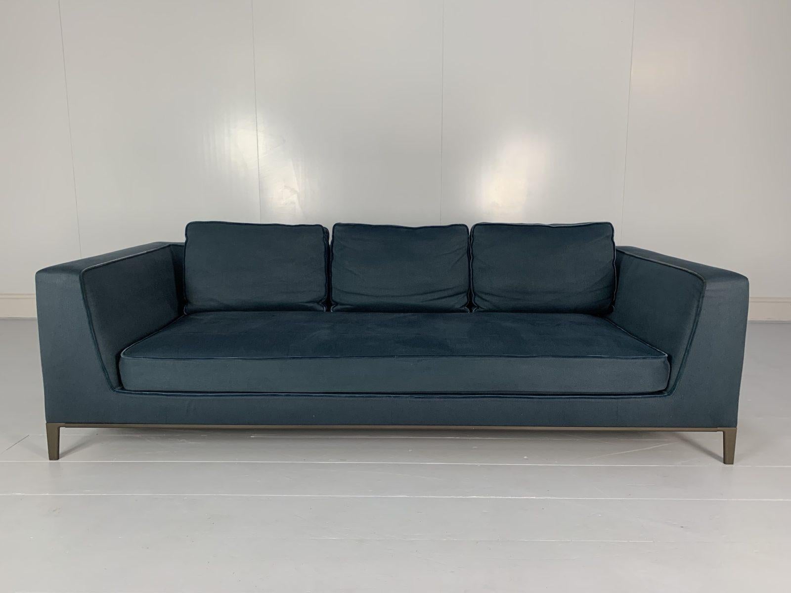 blue linen sofas