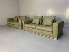 Pair of B&B Italia “Omnia” Sofas, 2.5-Seat, in Pale Green Linen