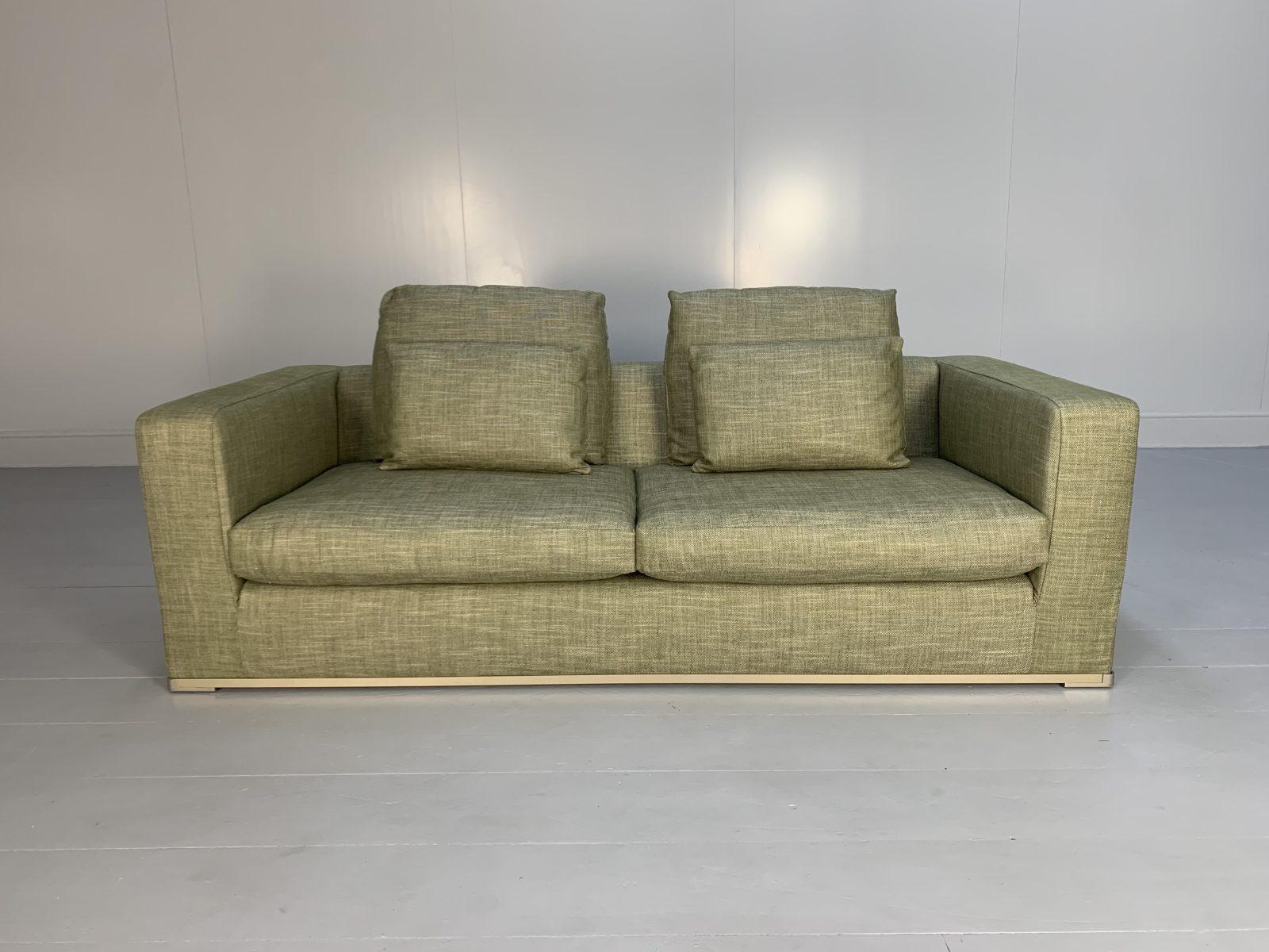 Paar B&B Italia Omnia Sofas - 2.5-Sitz - In Pale Green Linen (21. Jahrhundert und zeitgenössisch) im Angebot