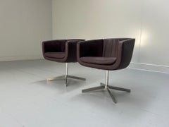 Pair of B&B Italia "Tulip Sixty" Armchairs - In Aubergine Purple "Gamma" Leather