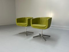 Pair of B&B Italia "Tulip Sixty" Armchairs - In Lime Green "Gamma" Leather