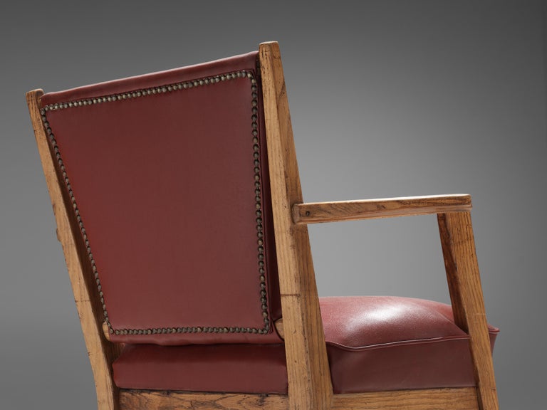 Mid-Century Modern Pair of BBPR Lounge Chairs in Burgundy Leatherette For Sale