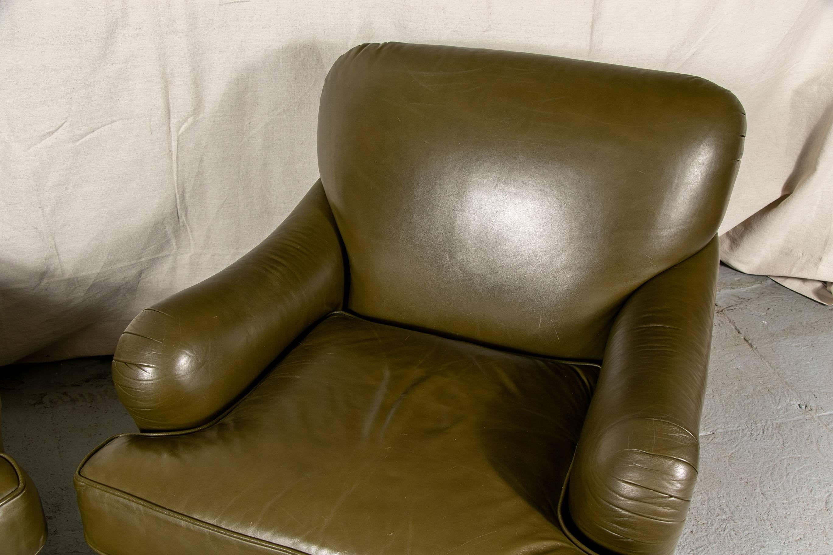 Pair of Beacon Hill Leather Club Chairs 1