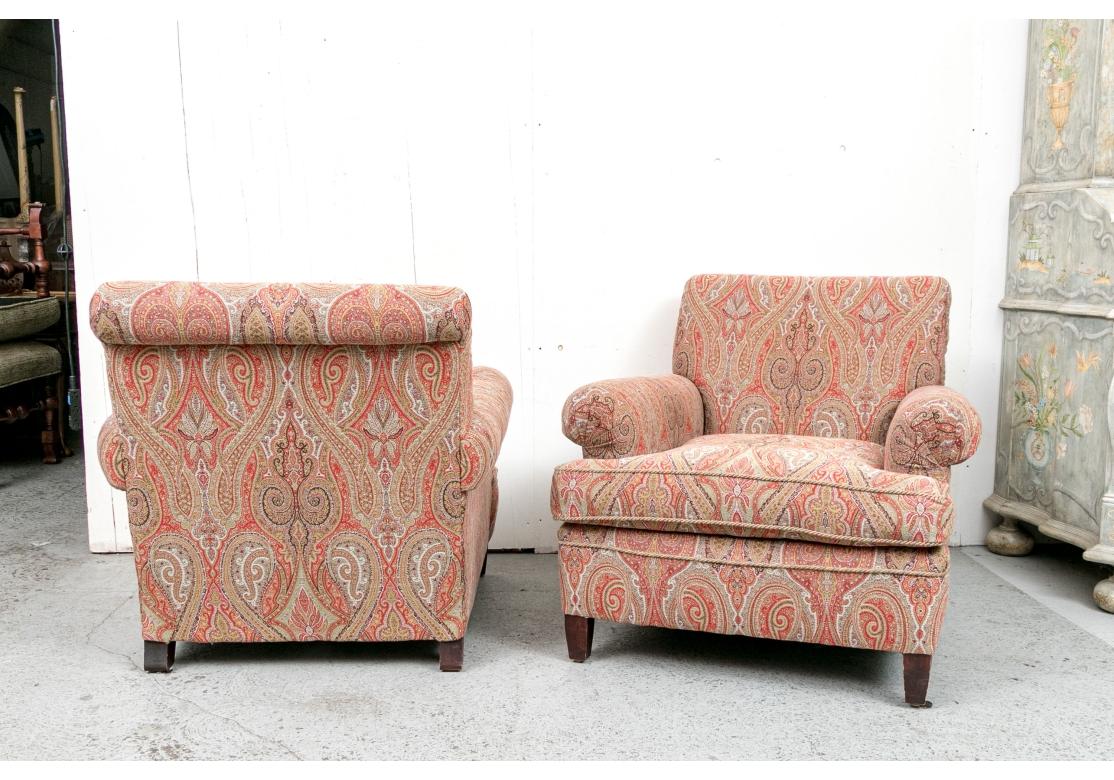 Pair Of Beacon Hill Upholstered Club Chairs And One Ottoman 11
