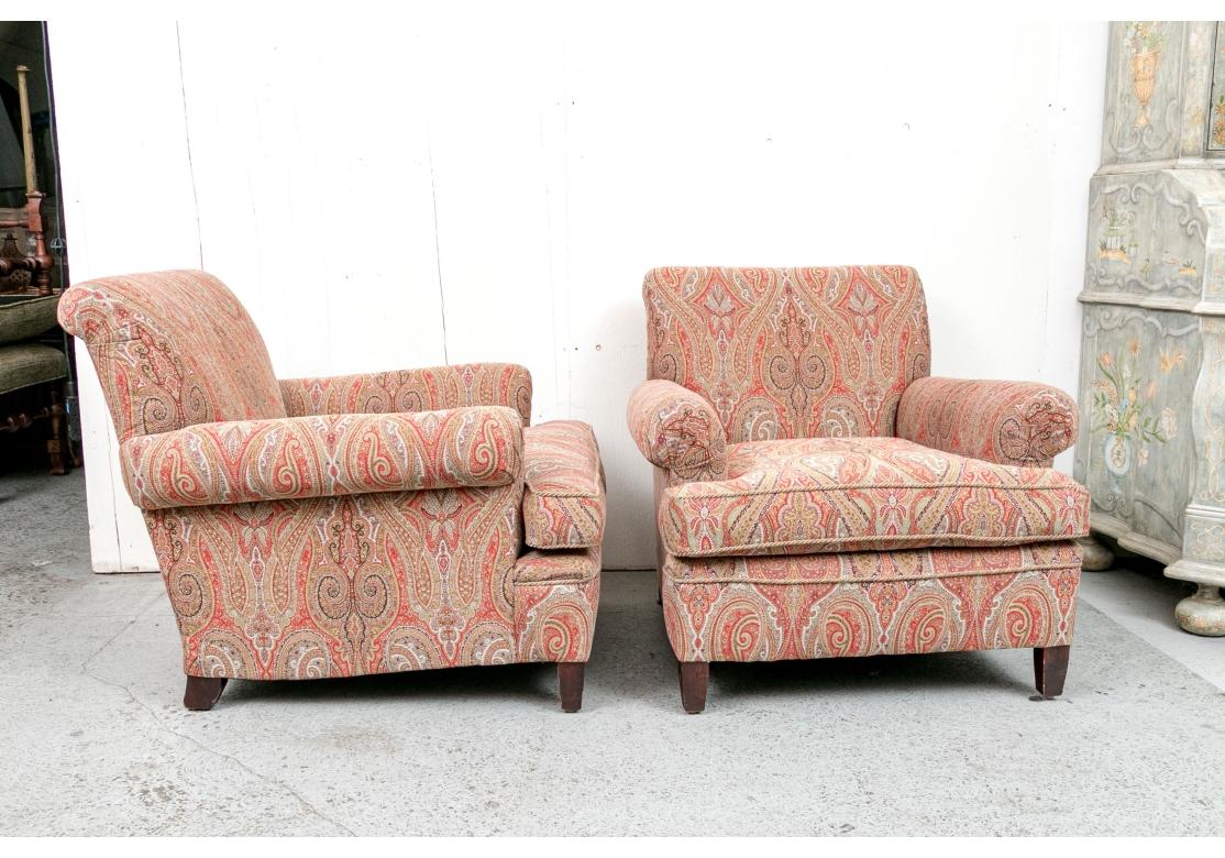 Pair Of Beacon Hill Upholstered Club Chairs And One Ottoman 14