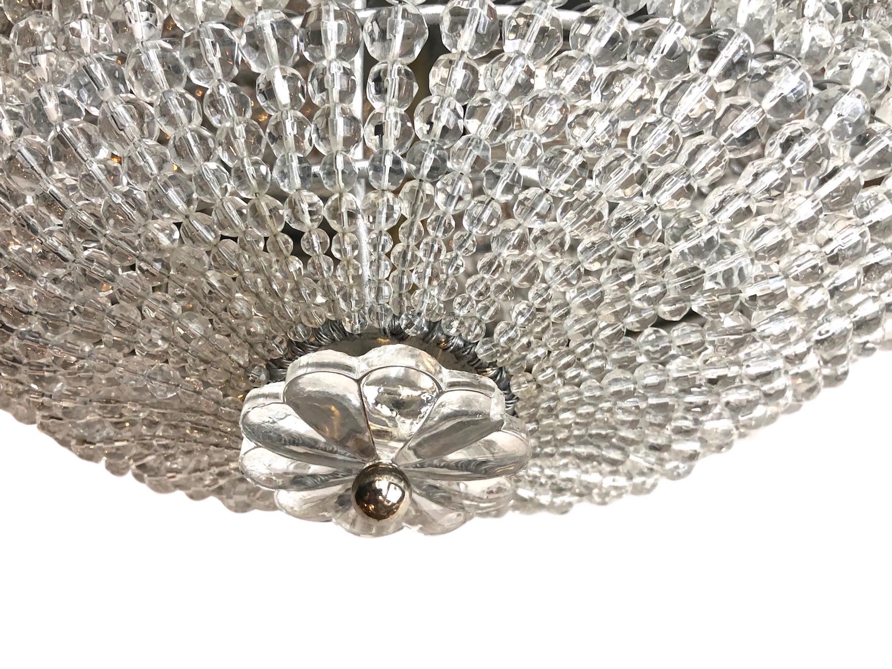 Pair of Beaded Crystal Flush Mount Fixtures, Sold Individually In Good Condition In New York, NY