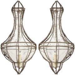 Pair of Beaded Crystal Sconces