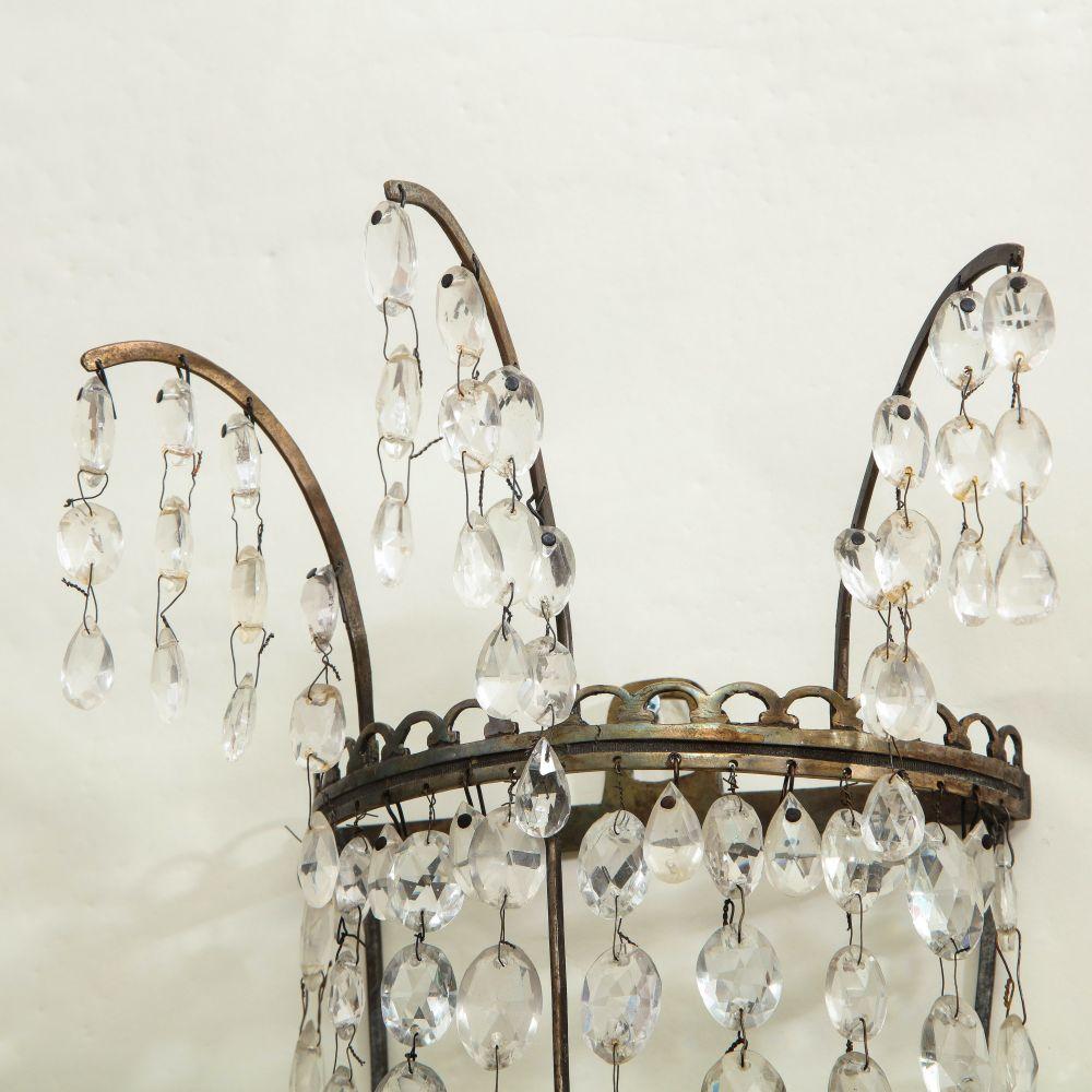 Pair of Beaded Crystal Waterfall Wall Lights For Sale 4