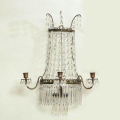 Pair of Beaded Crystal Waterfall Wall Lights
