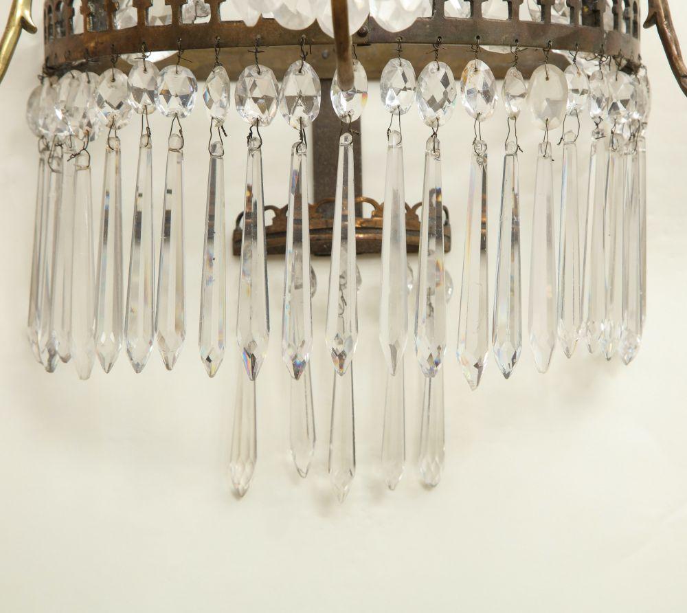 20th Century Pair of Beaded Crystal Waterfall Wall Lights For Sale