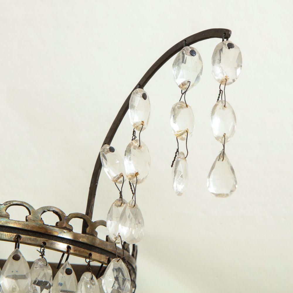 Pair of Beaded Crystal Waterfall Wall Lights For Sale 2
