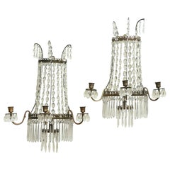 Pair of Beaded Crystal Waterfall Wall Lights