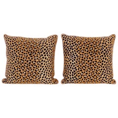 Pair of Beaded Elizabeth Phillips Leopard Print Pillows, Priced Individually