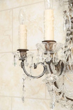 Pair of Beaded Maria Theresa Three-Light Sconces