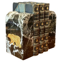 Pair of Bear and Bull Black Marble Bookends