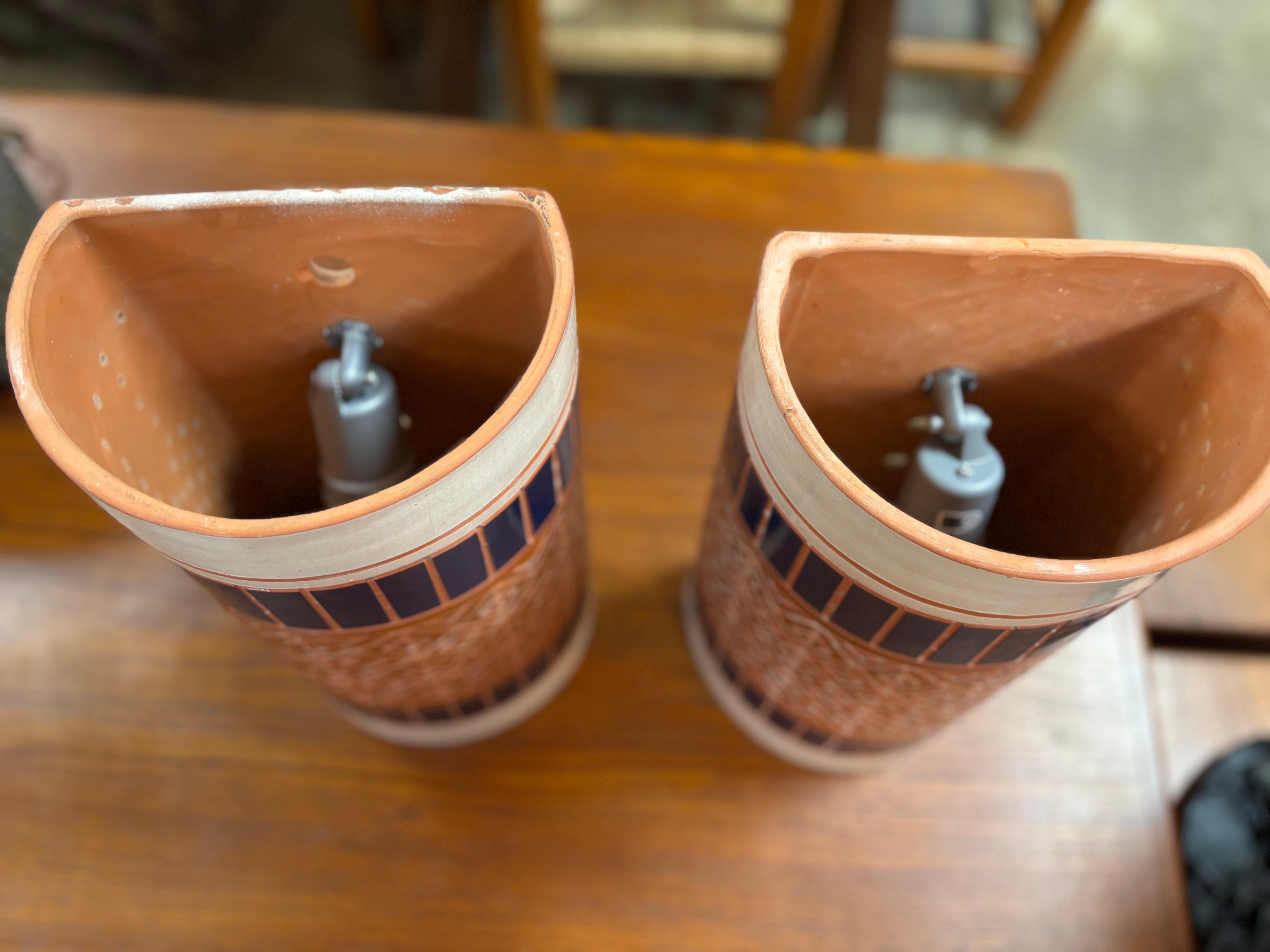 American Pair of Beaumont Mood Ceramic Wall Sconces For Sale