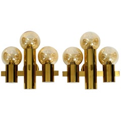 Pair of Beautiful 1960s Brass Wall Lights by Hans-Agne Jakobsson