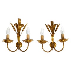 Pair of Beautiful 1960s Gold-Plated Original Hans Kögl Metal Wall Lamps