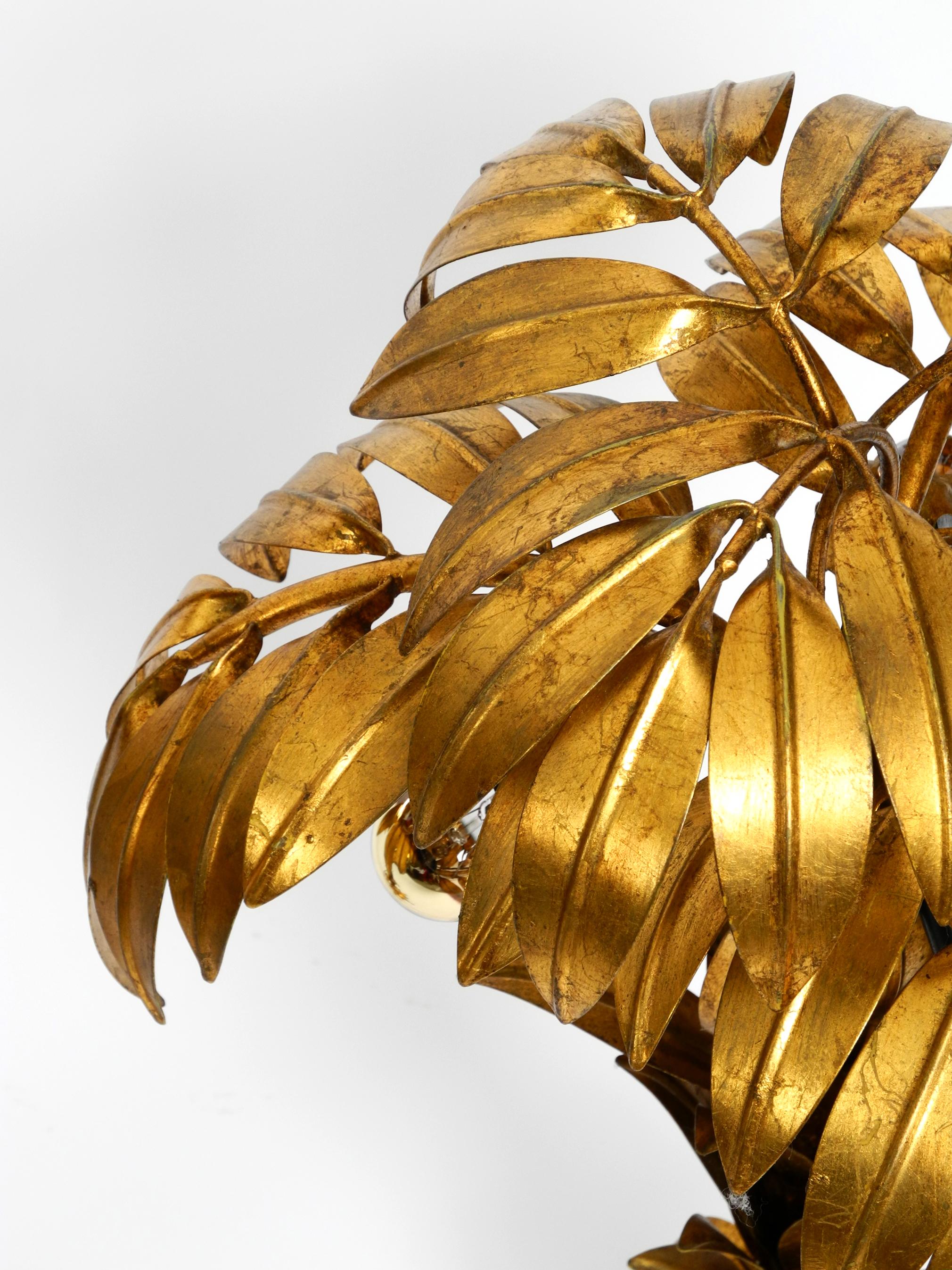 Pair of Beautiful 1970s Gold-Plated Metal Palm Table Lamps by Hans Kögl For Sale 7