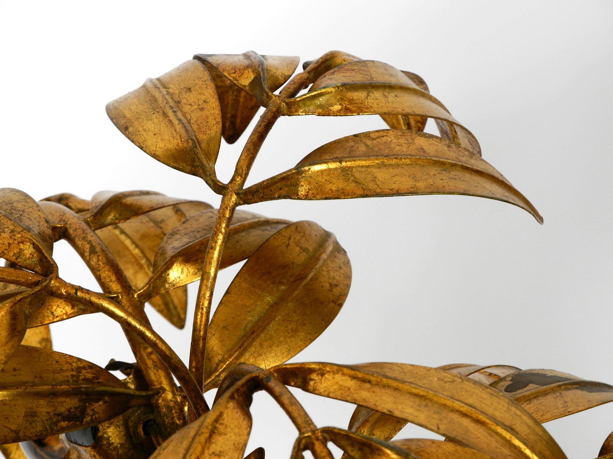 Pair of Beautiful 1970s Gold-Plated Metal Palm Table Lamps by Hans Kögl 9