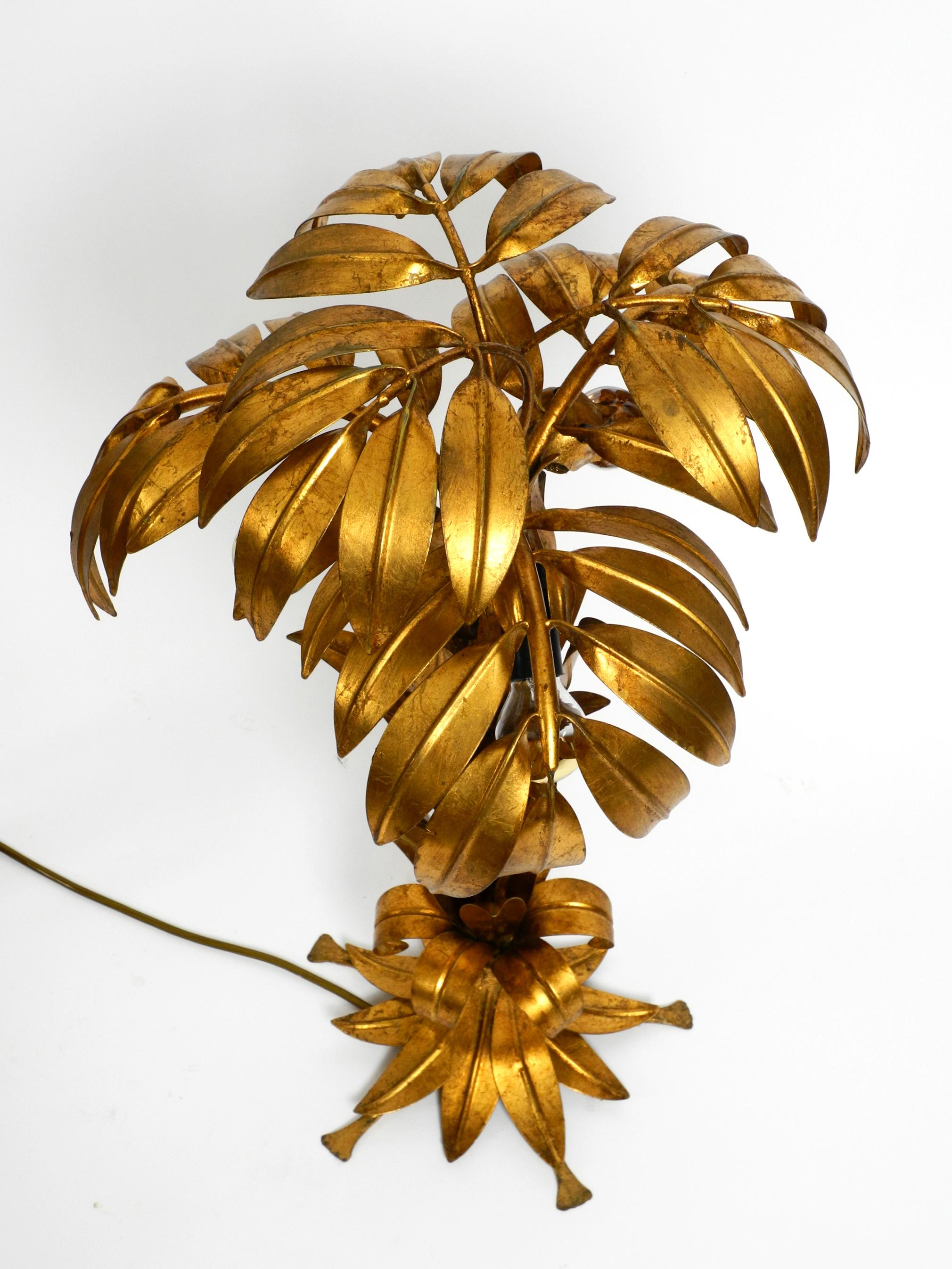 Pair of Beautiful 1970s Gold-Plated Metal Palm Table Lamps by Hans Kögl In Good Condition In München, DE