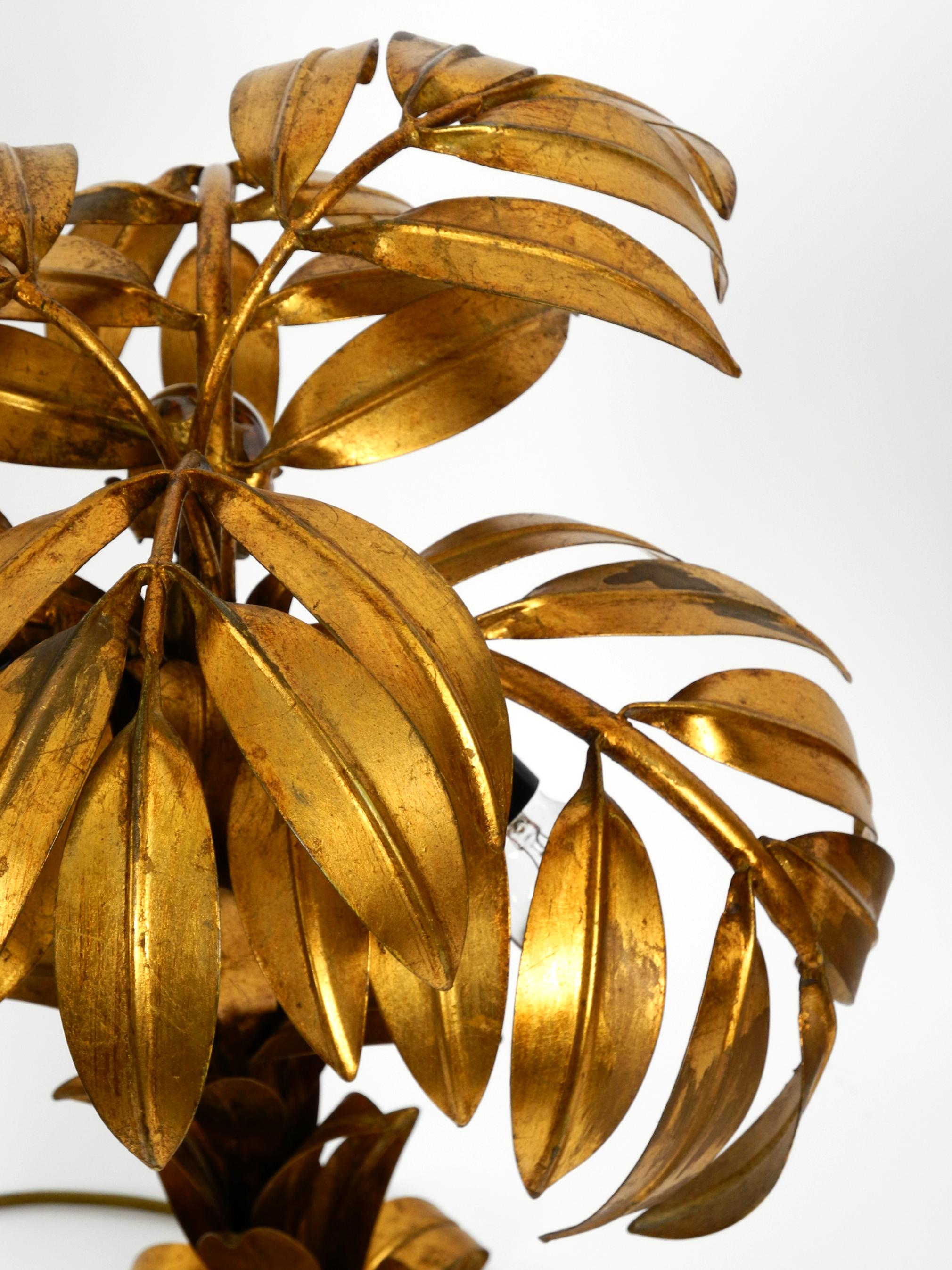 Pair of Beautiful 1970s Gold-Plated Metal Palm Table Lamps by Hans Kögl 2