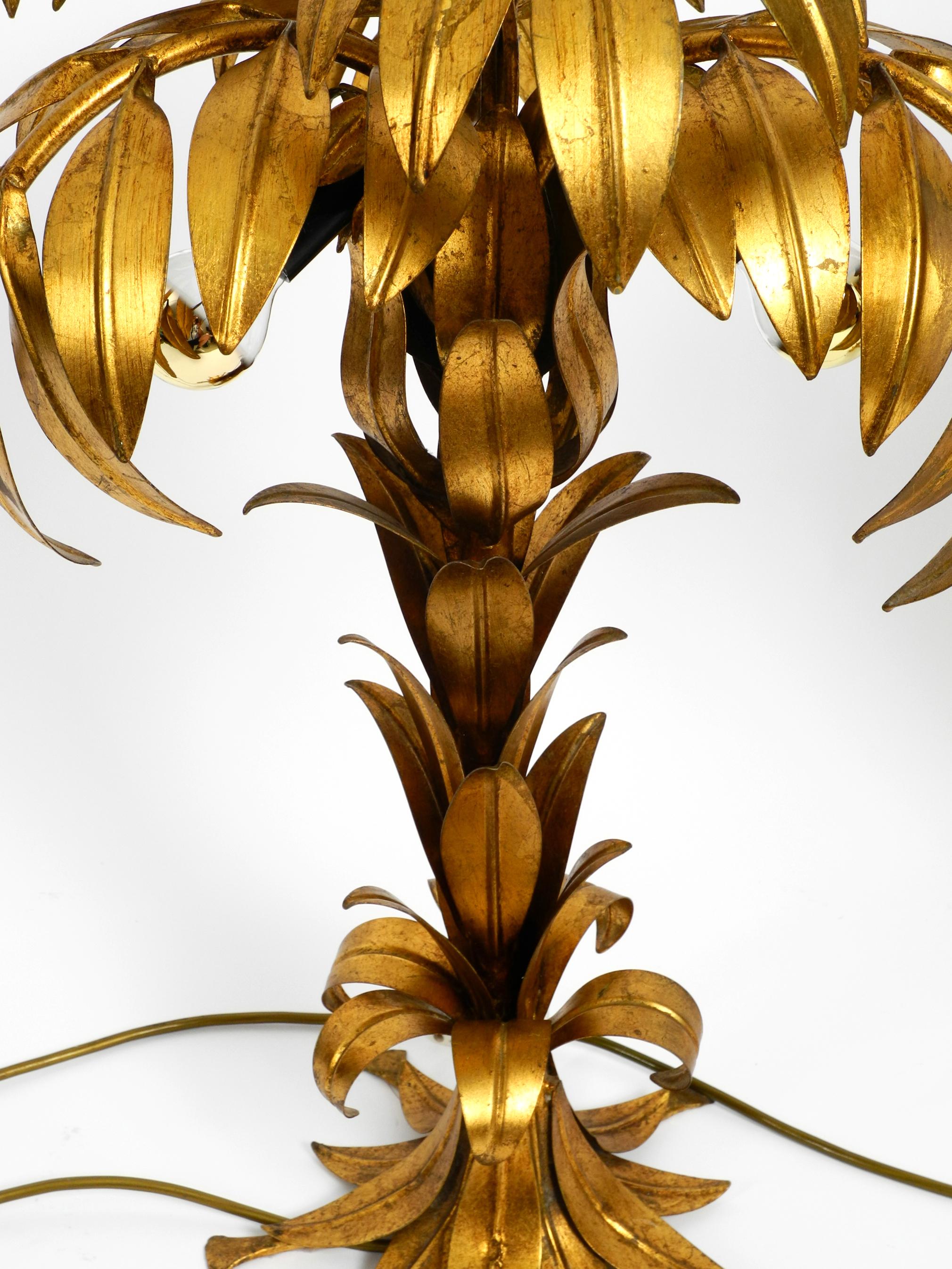Pair of Beautiful 1970s Gold-Plated Metal Palm Table Lamps by Hans Kögl 3