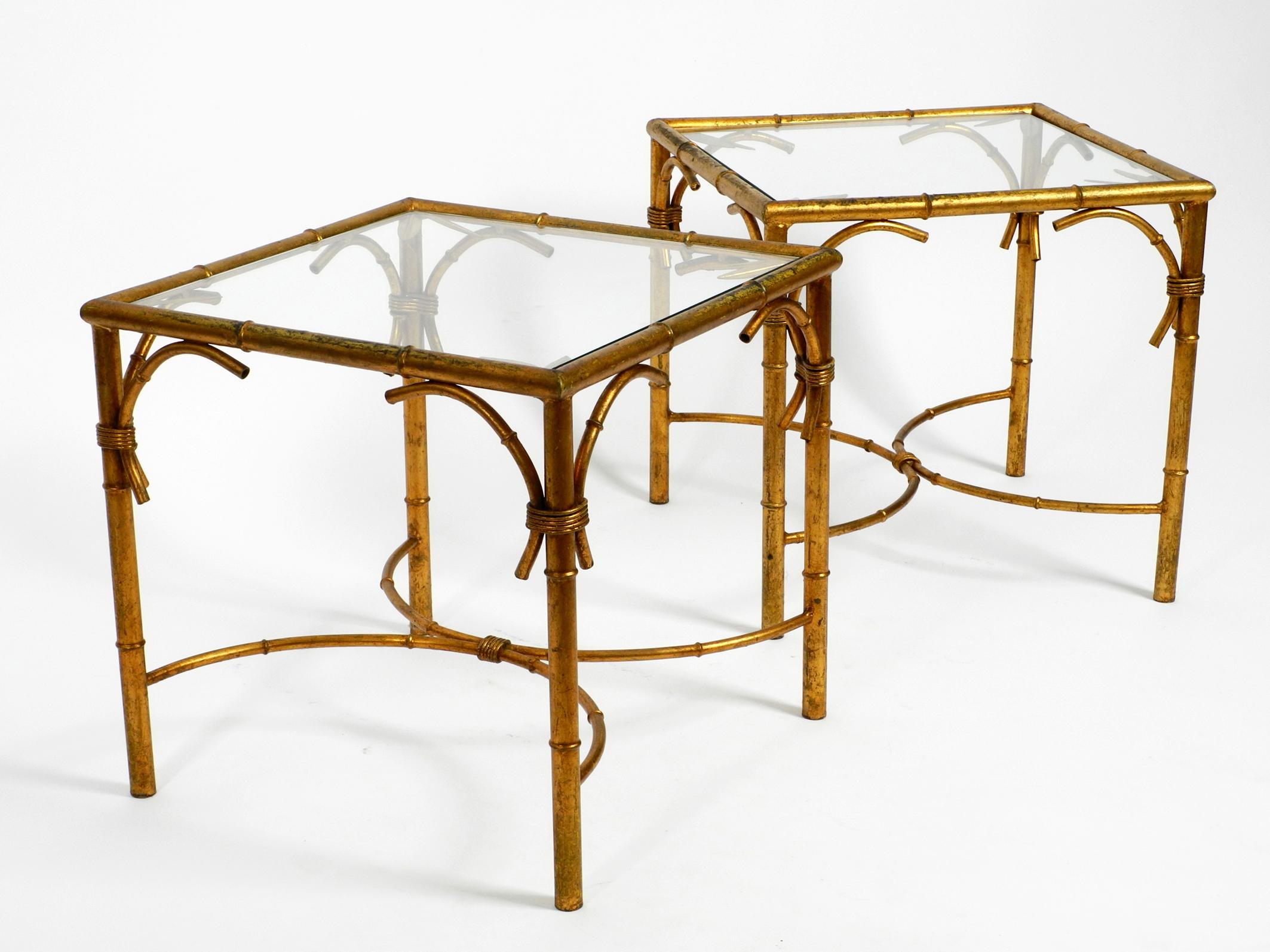 German Pair of Beautiful 1970s Gold-Plated Metal Side or Coffee Tables by Hans Kögl