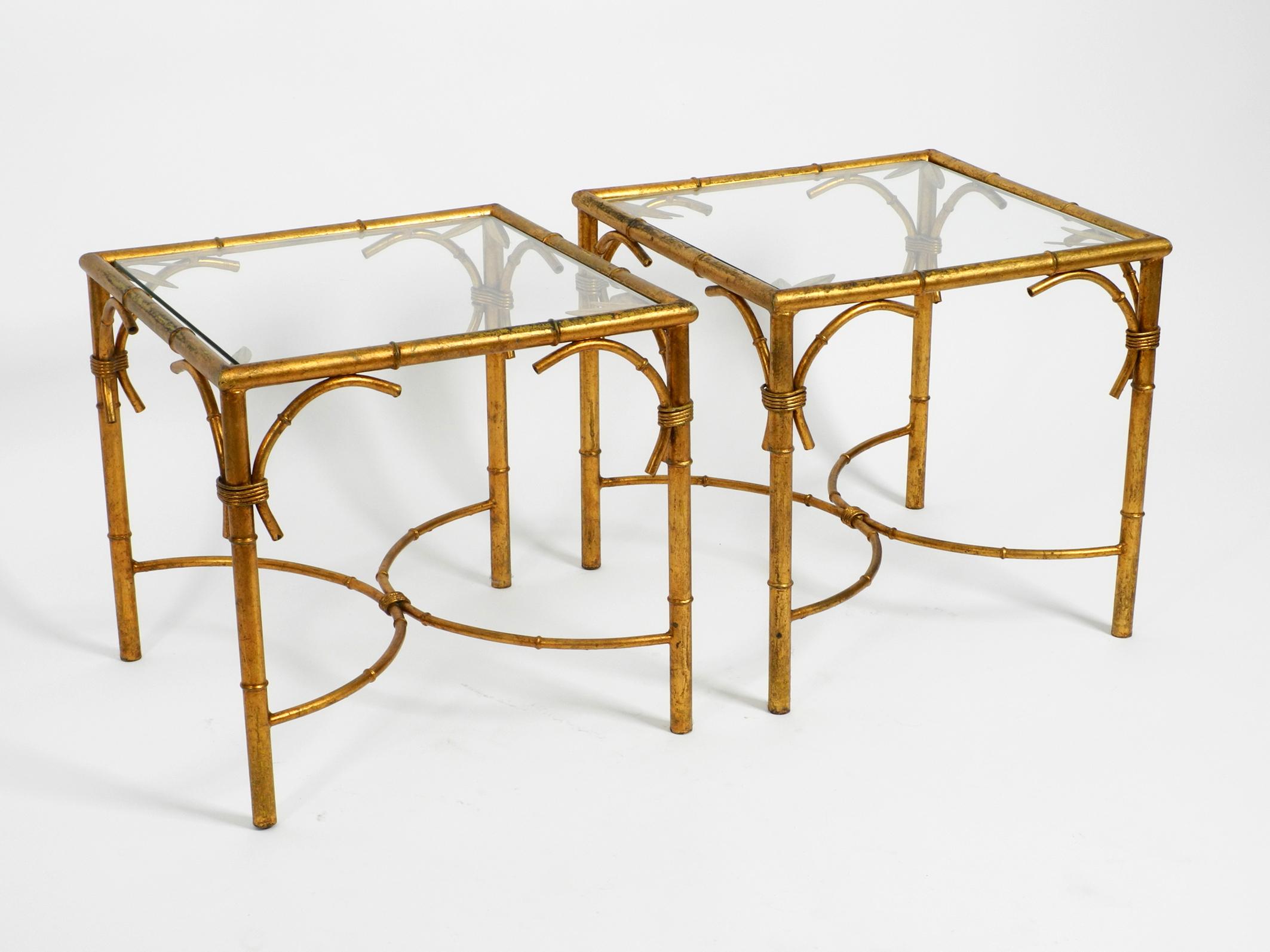 Pair of Beautiful 1970s Gold-Plated Metal Side or Coffee Tables by Hans Kögl In Good Condition In München, DE