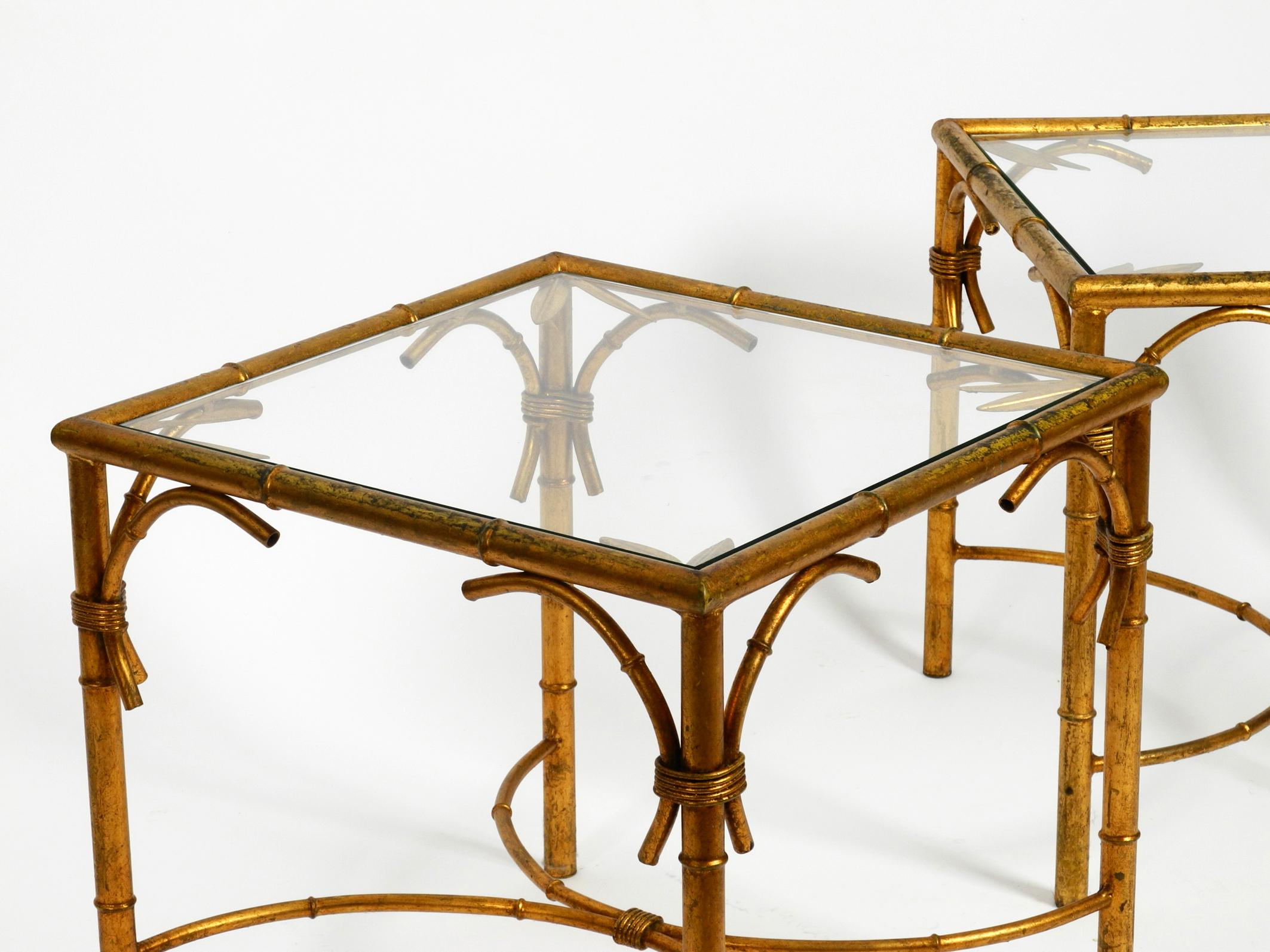 Late 20th Century Pair of Beautiful 1970s Gold-Plated Metal Side or Coffee Tables by Hans Kögl