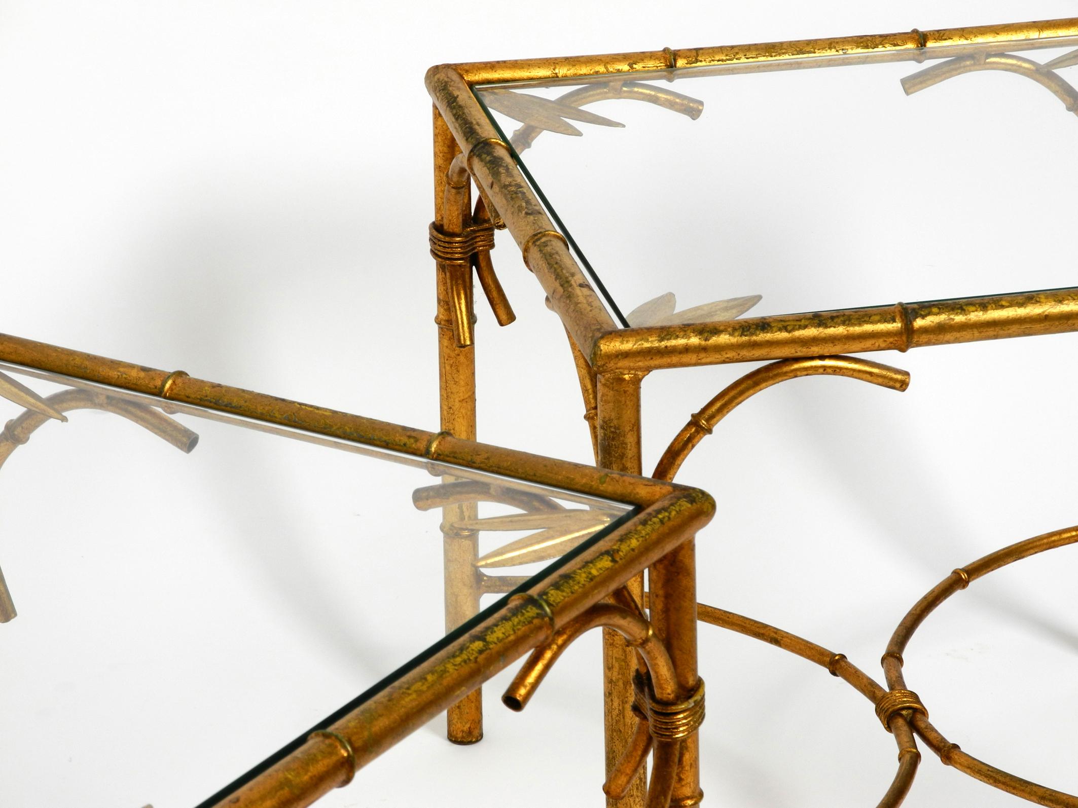 Pair of Beautiful 1970s Gold-Plated Metal Side or Coffee Tables by Hans Kögl 1