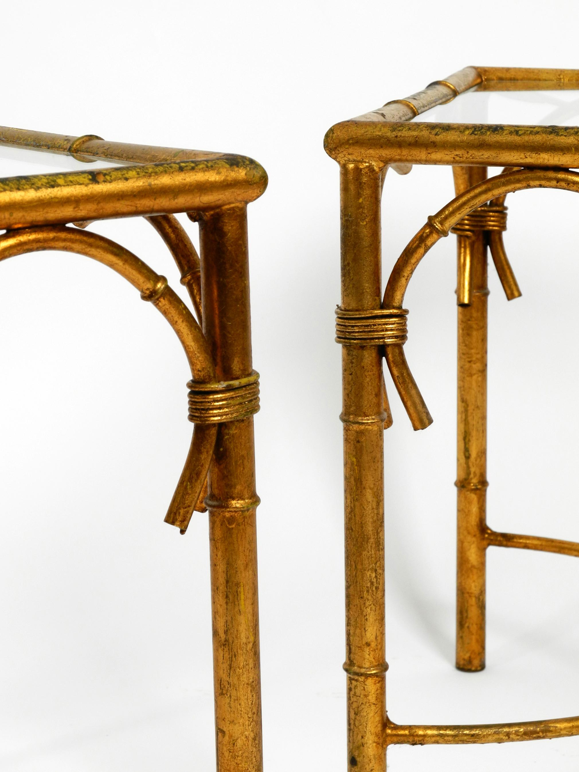 Pair of Beautiful 1970s Gold-Plated Metal Side or Coffee Tables by Hans Kögl 3