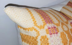 Pair of Beautiful 19th C Woven Jacguard Coverlet Pillows