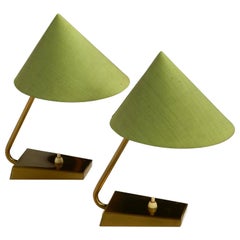 Pair of Beautiful Almost New Midcentury Bedside Lamps Made of Brass