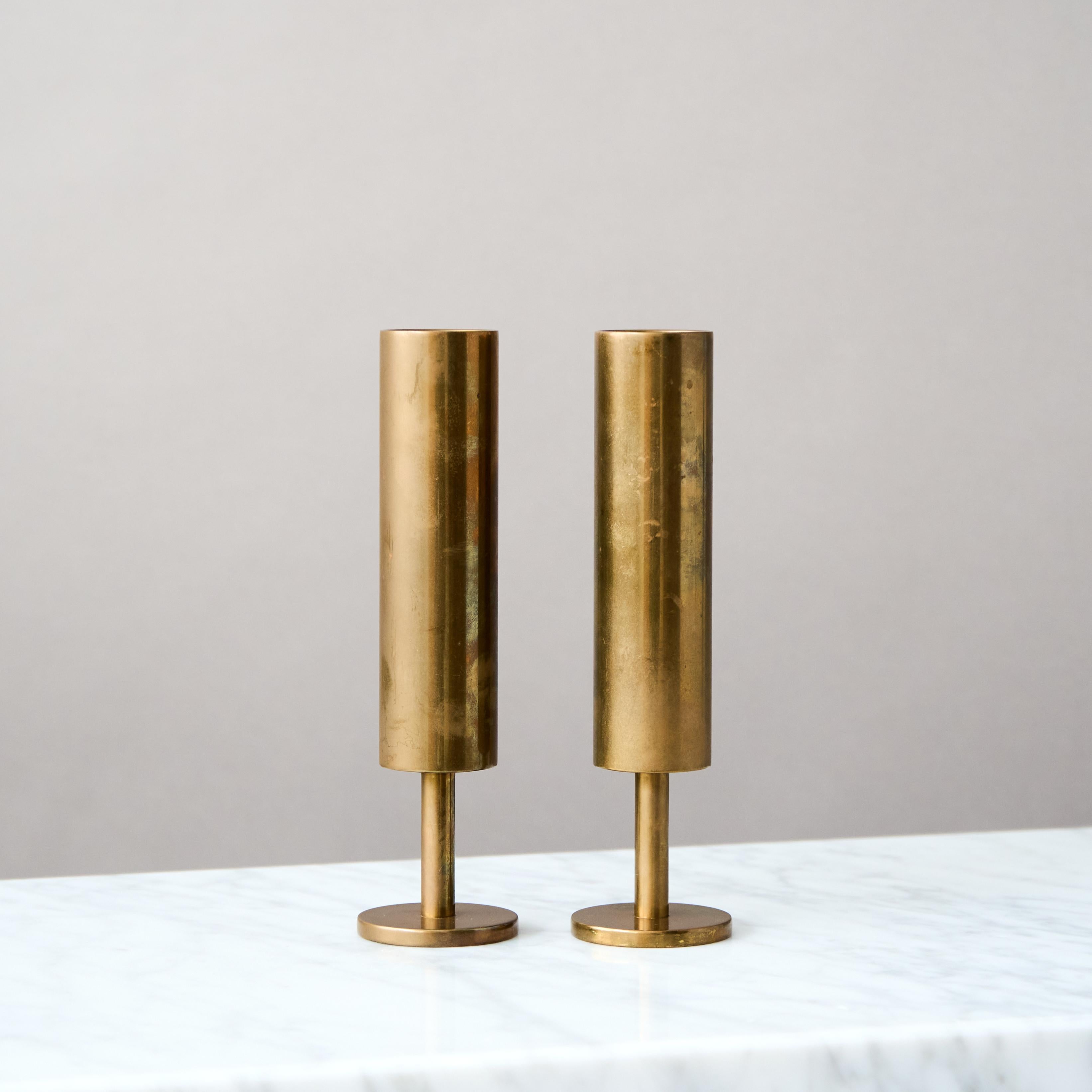 Cast Pair of Beautiful Art Deco Bronze Vases by Unknown Danish Designer Denmark 1940s For Sale