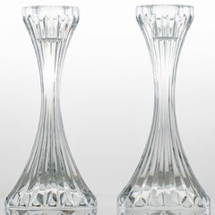 Pair of Beautiful Baccarat Clear Crystal Candle holders, France