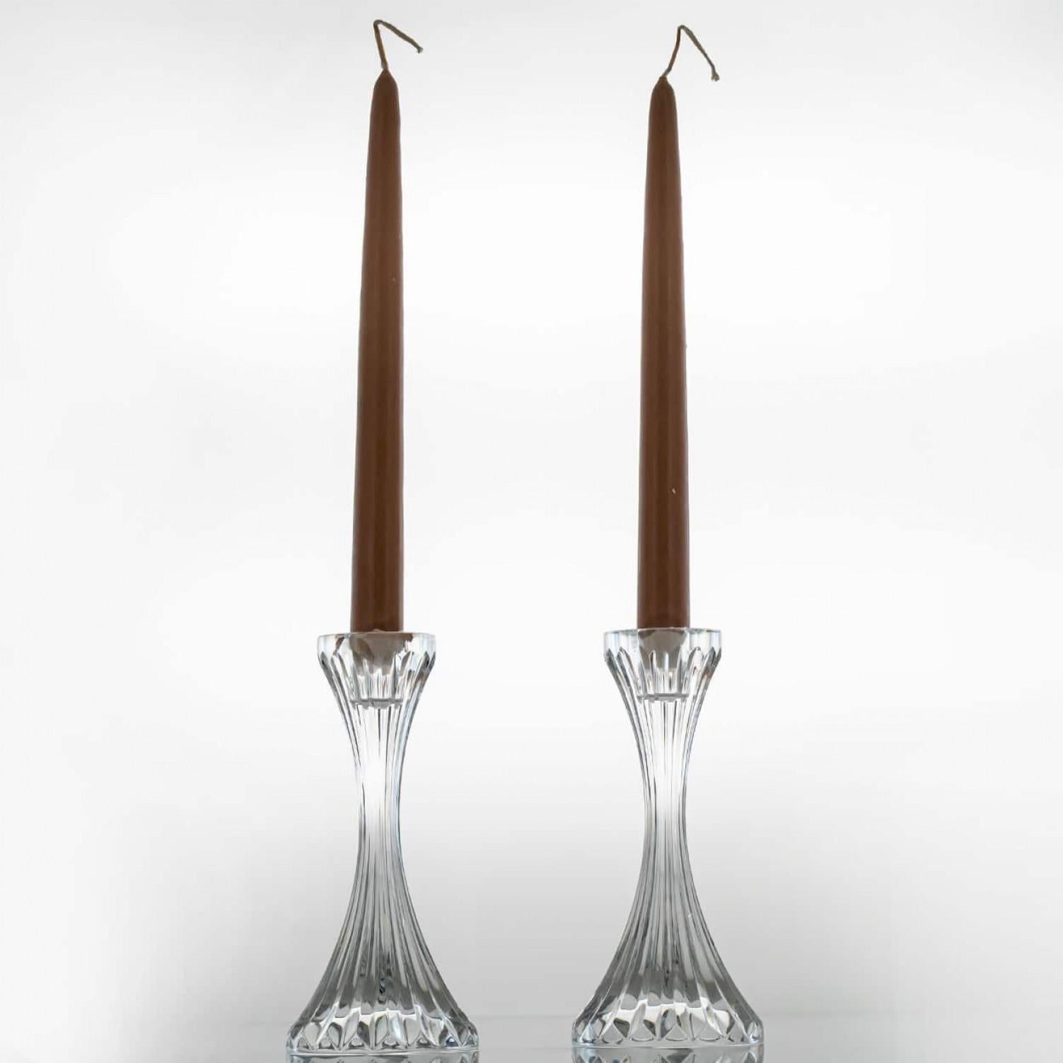 Cristallo Coppia di splendidi portacandele in cristallo trasparente Baccarat, Francia in vendita