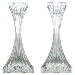 Pair of Beautiful Baccarat Clear Crystal Candle holders, France
