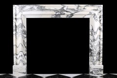 Pair of Beautiful Baroque Bolection Fireplaces in Italian Arabescato Marble
