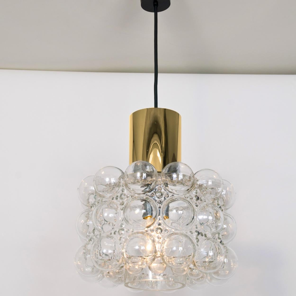 Pair of Beautiful Bubble Glass Pendant Lamps by Helena Tynell, 1960 In Good Condition In Rijssen, NL