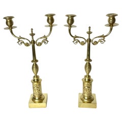 Paire de magnifiques candélabres en laiton. Karl Johan, Empire suédois vers 1820