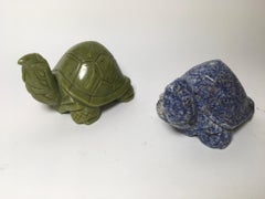 Paar wunderschöne geschnitzte Skulpturen aus Lapislazuli und Jade
