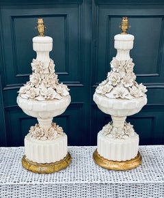 Pair Of Beautiful Casa Pupo by Manises Floral Table Lamps