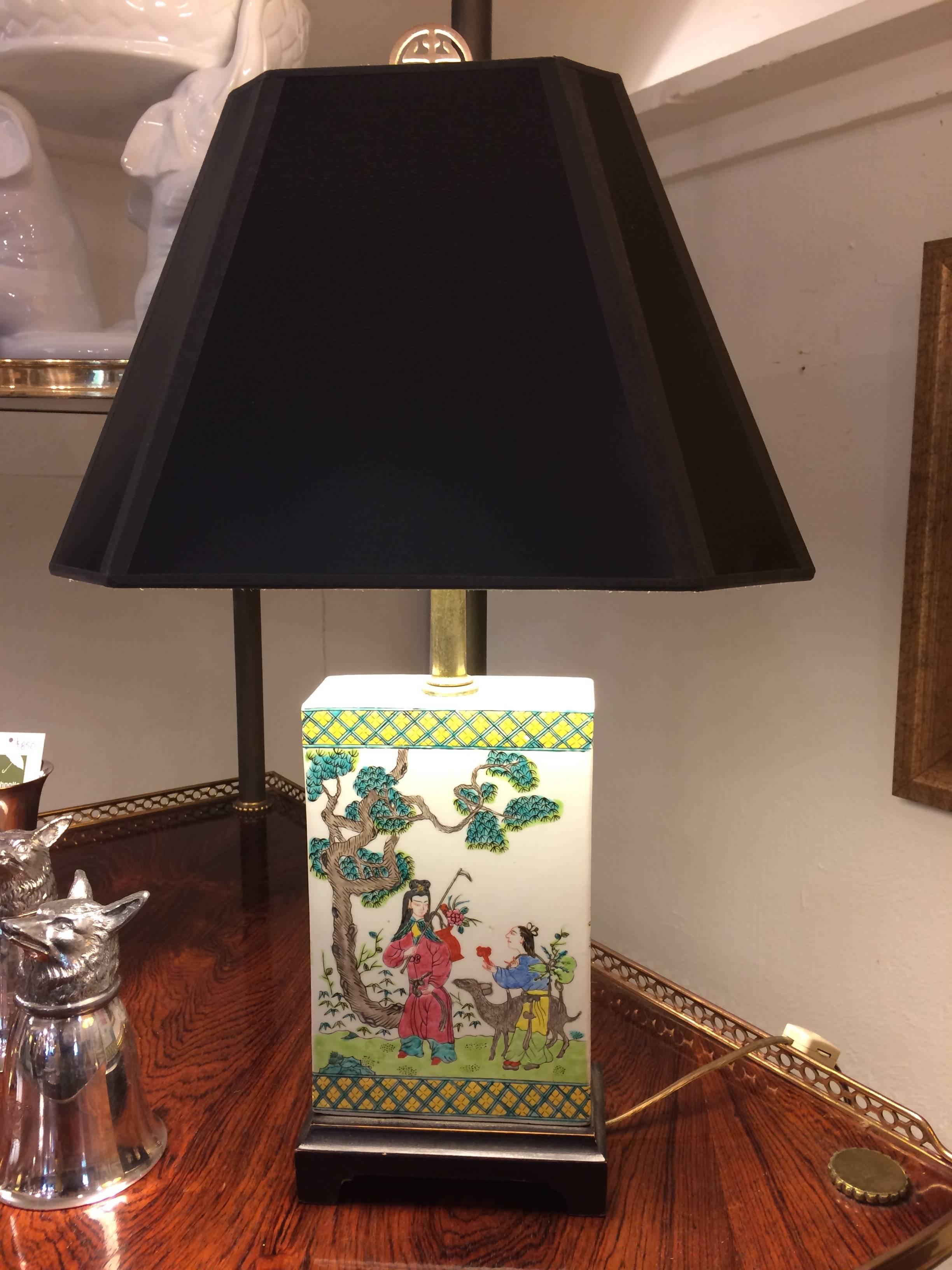 Chinese Export Pair of Beautiful Chinese Table Lamps