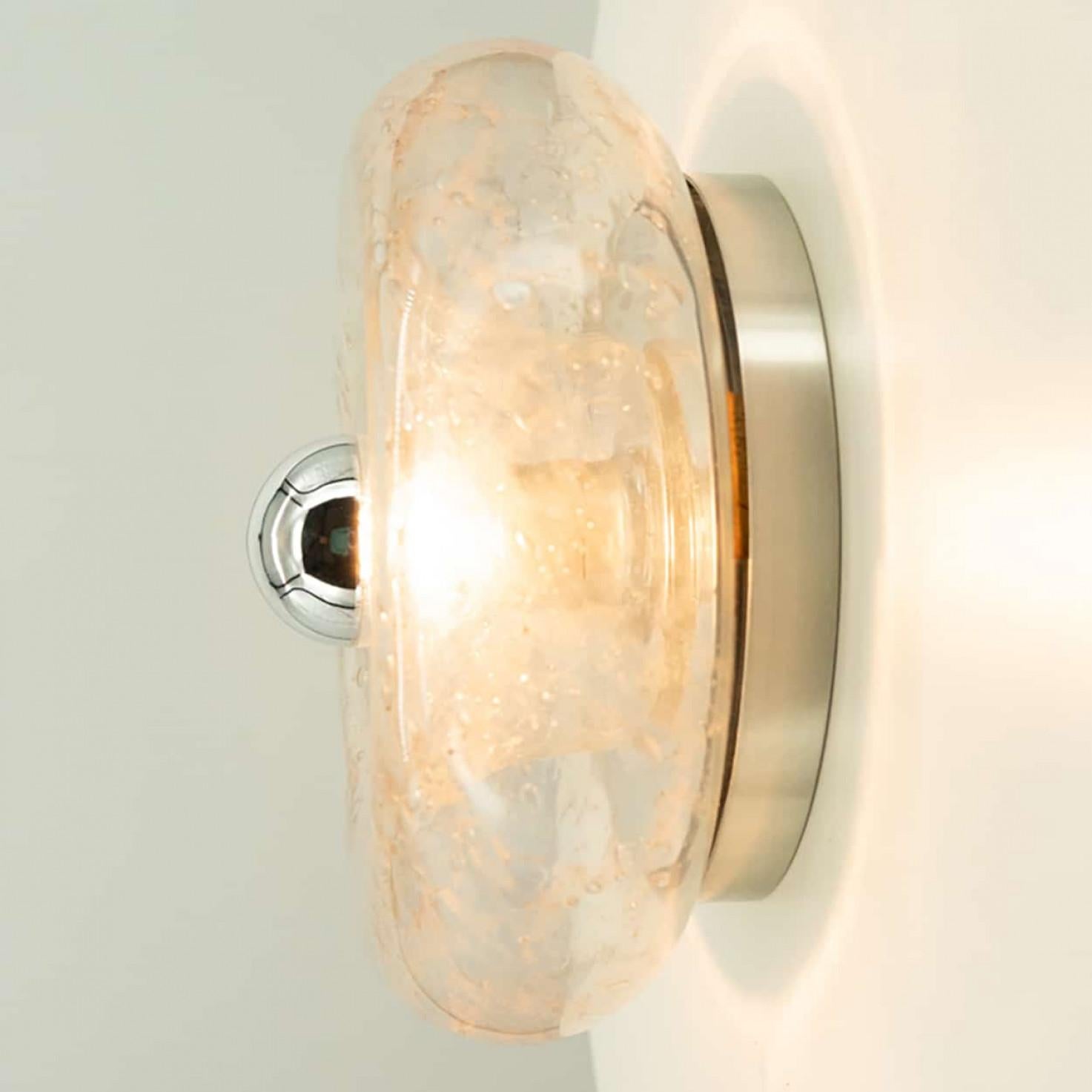 Pair of Beautiful Chrome Glass Flush Mount by Doria Leuchten, Germany 1970 For Sale 4