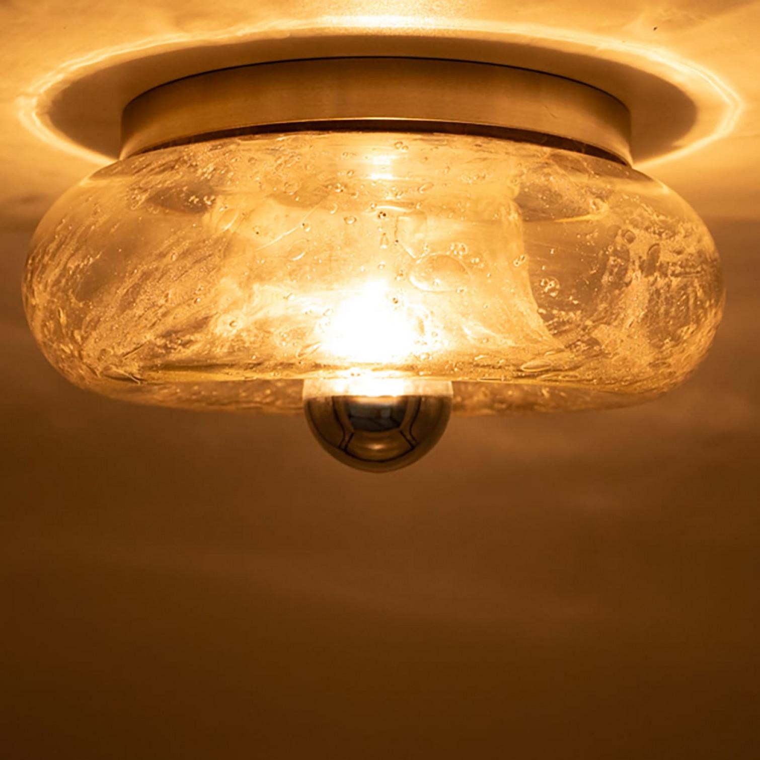 Pair of Beautiful Chrome Glass Flush Mount by Doria Leuchten, Germany 1970 For Sale 8
