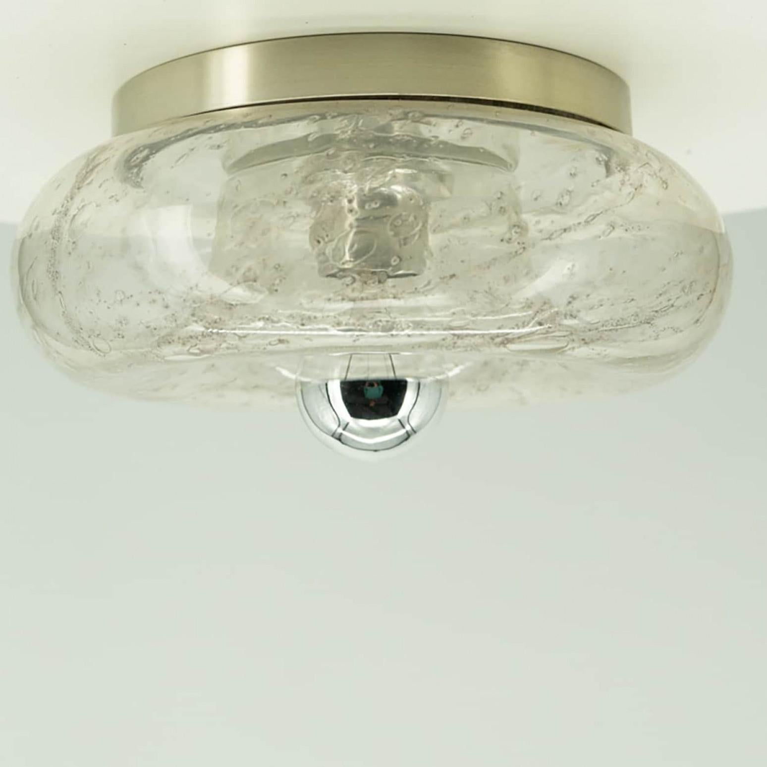 Other Pair of Beautiful Chrome Glass Flush Mount by Doria Leuchten, Germany 1970 For Sale