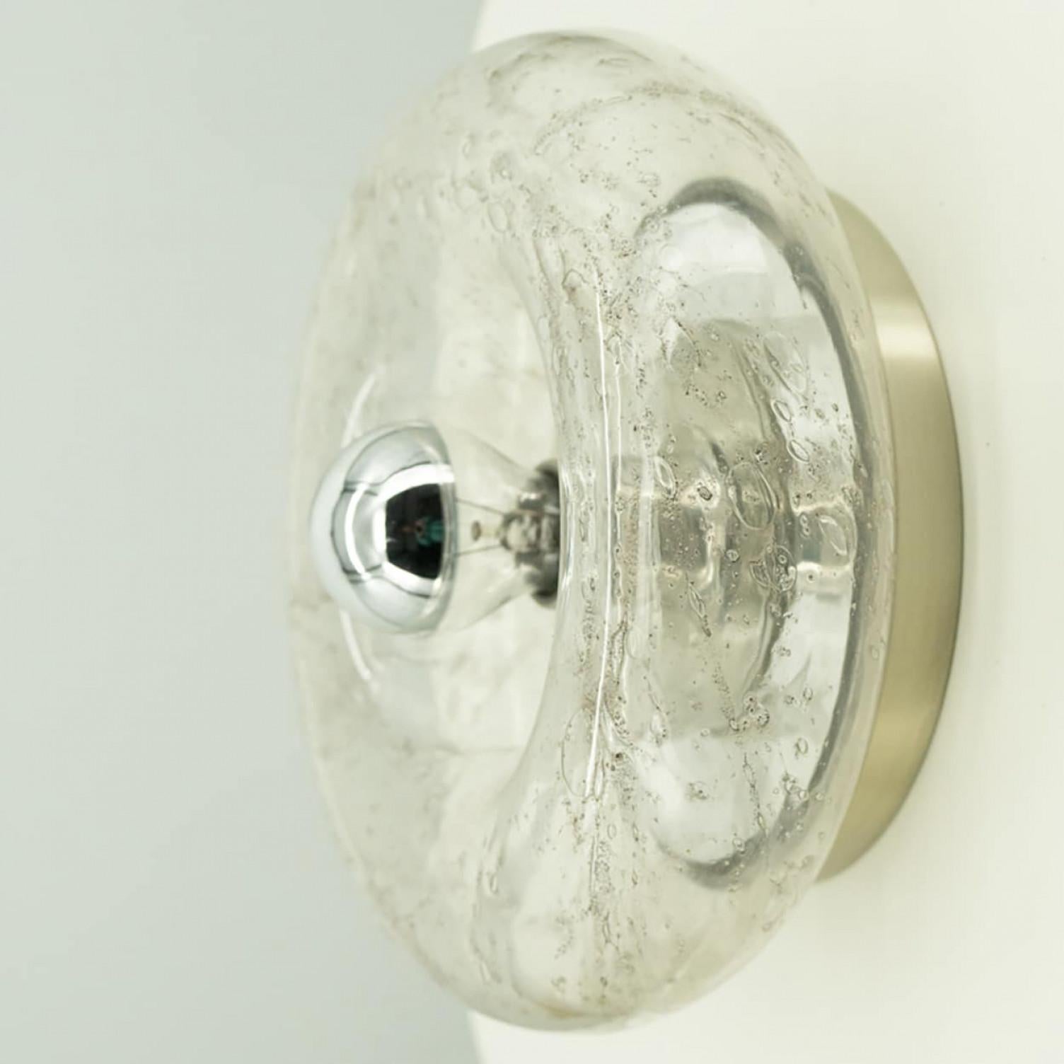 Pair of Beautiful Chrome Glass Flush Mount by Doria Leuchten, Germany 1970 In Good Condition For Sale In Rijssen, NL