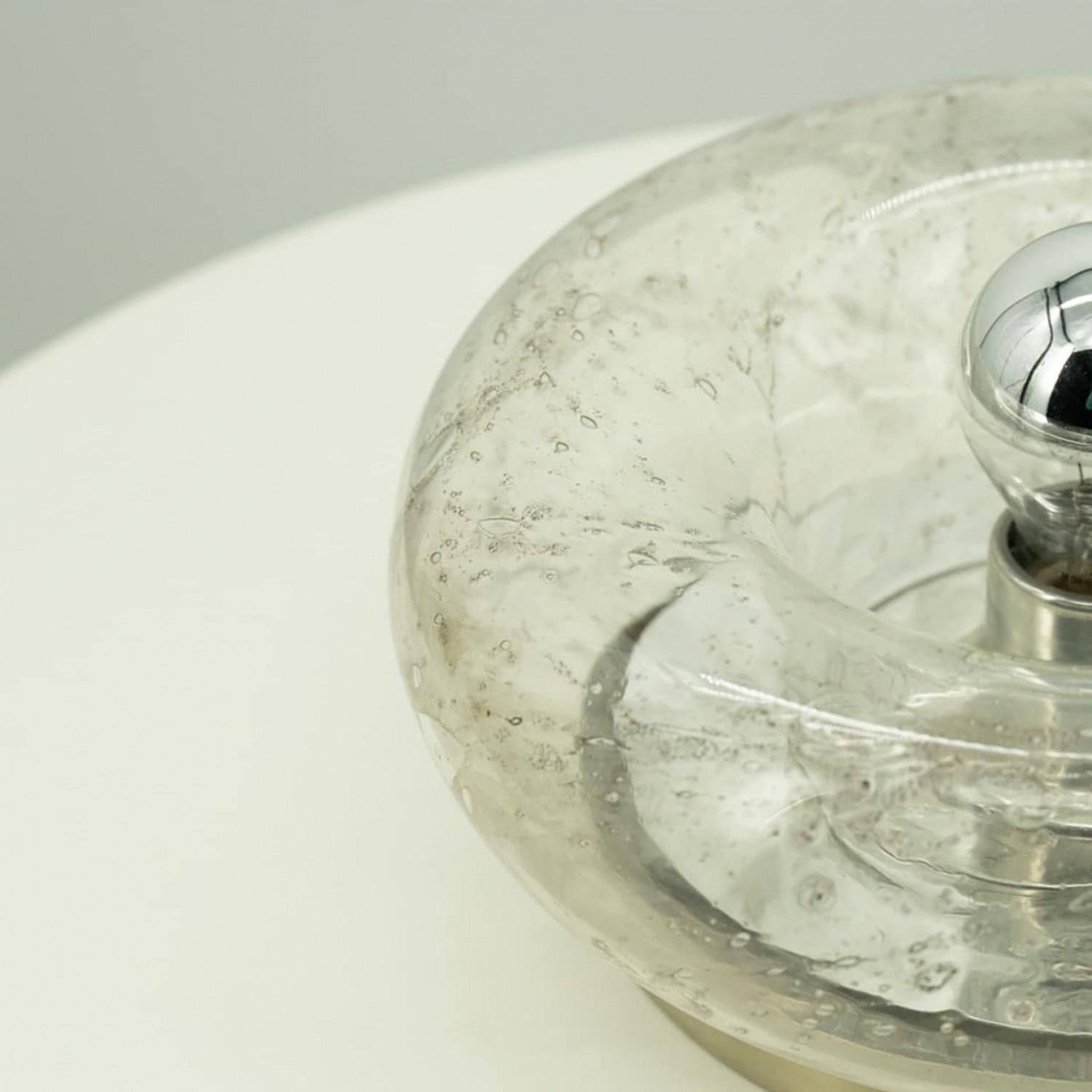 Pair of Beautiful Chrome Glass Flush Mount by Doria Leuchten, Germany 1970 For Sale 2